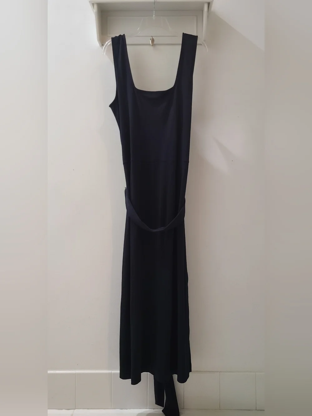 Vince Black Pima Cotton Square Neck Sleeveless Midi Dress Sz XL